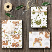 Niedliche Schläge auf Baumzweigen - Muster Geschenkpapier Set