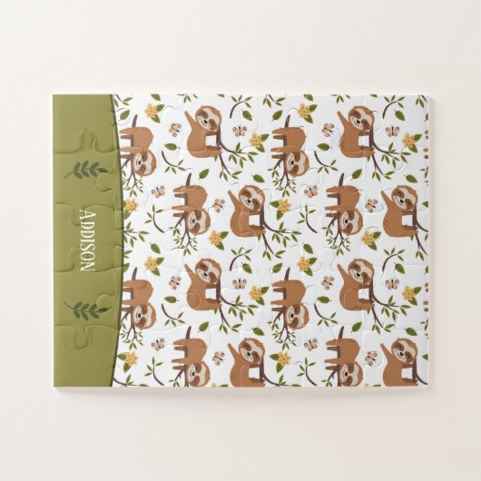 Niedliche Schläge auf Baumzweigen - Muster Puzzle (Horizontal)