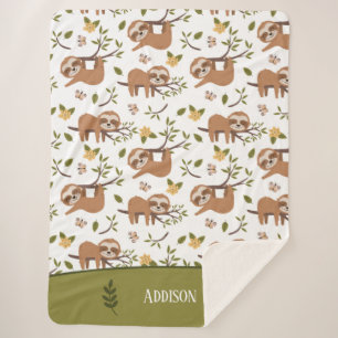 Niedliche Schläge auf Baumzweigen - Muster Sherpadecke