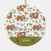 Niedliche Schläge Schlafen auf Baum Kid Weihnachte Keramik Ornament (Vorne)