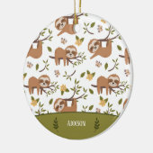 Niedliche Schläge Schlafen auf Baum Kid Weihnachte Keramik Ornament (Links)