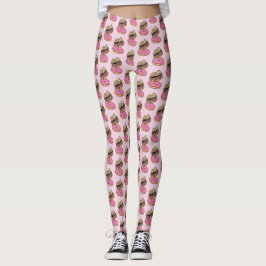 Niedliche Schlampe auf rosafarbenen Donuts Legging Leggings