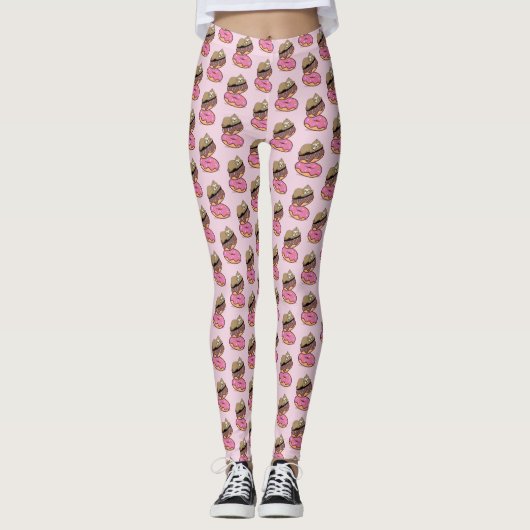 Niedliche Schlampe auf rosafarbenen Donuts Legging Leggings (Vorderseite)