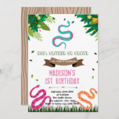 Niedliche Schlange Geburtstagskleidung Einladung (Vorne/Hinten)