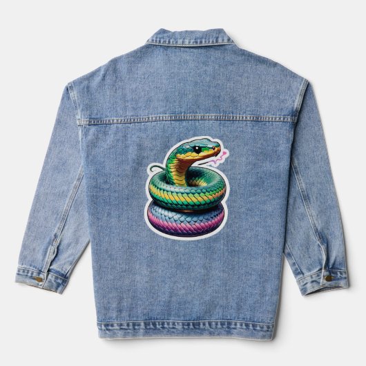 Niedliche Schlangen-Illustration Jeansjacke (Rückseite)