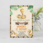 Niedliche Schlangenreptilien Geburtstagsfeier Einladung (Stehend Vorderseite)