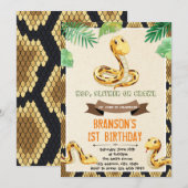 Niedliche Schlangenreptilien Geburtstagsfeier Einladung (Vorne/Hinten)