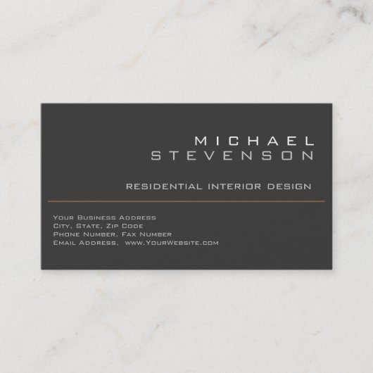Niedliche Schlicht-Grau-Schwarz-Designer-Visitenka Visitenkarte (Vorderseite)