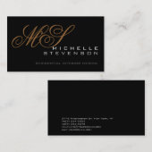 Niedliche Schlicht-Grau-Schwarz-Monogramm-Visitenk Visitenkarte (Vorne/Hinten)