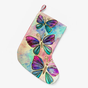 Niedliche Schmetterlinge - Aquarellmalerei Kleiner Weihnachtsstrumpf
