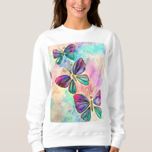 Niedliche Schmetterlinge - Aquarellmalerei Sweatshirt