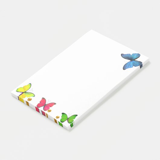 Niedliche Schmetterlinge auf Weiß Post-it Klebezettel (angewinkelt)