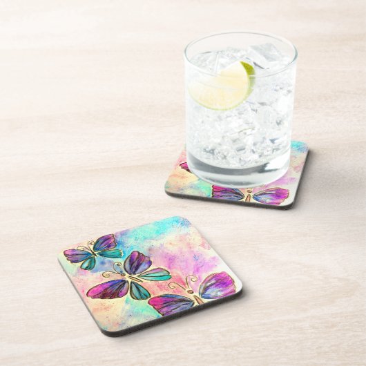 Niedliche Schmetterlinge Getränkeuntersetzer (Rechte Seite)