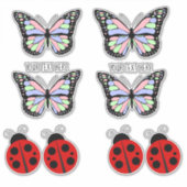 Niedliche Schmetterlinge Ladybugs Text hier Aufkleber (Vorderseite)