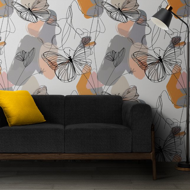 Niedliche Schmetterlinge Linie Art Muster Peel und Tapete (Von Creator hochgeladen)