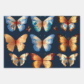 Niedliche Schmetterlinge mit blau-weißem Hintergru Geschenkpapier Set (Vorderseite 2)
