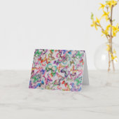 Niedliche Schmetterlinge Muster der Aquarellfarbe Karte (Gelbe Blume)