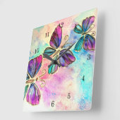 Niedliche Schmetterlinge Quadratische Wanduhr (Winkel)