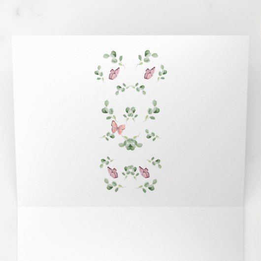 Niedliche Schmetterlinge rund um die Babydusche Dreifach Gefaltete Ankündigung (Innen Erste Seite)