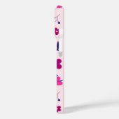 Niedliche Schmetterlinge und Blume auf Rosa Case-Mate iPhone Hülle (Rückseite / Links)