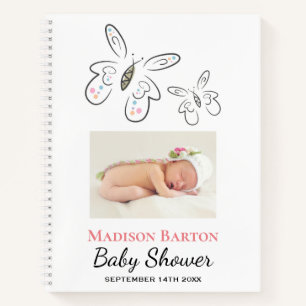 Niedliche Schmetterlinge und Dots Girl Babydusche Notizblock