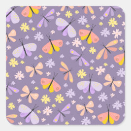 Niedliche Schmetterlinge und Käfer Quadratischer Aufkleber