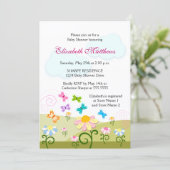 Niedliche Schmetterlinge und Milchdusche Einladung (Stehend Vorderseite)