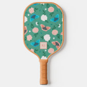 Niedliche Schmetterlinge und Rose Mit Monogramm Pickleball Schläger (Vorderseite)