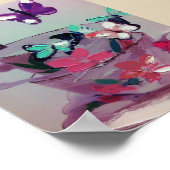 Niedliche Schmetterlinge und Tassen , Matte Poster (Ecke)