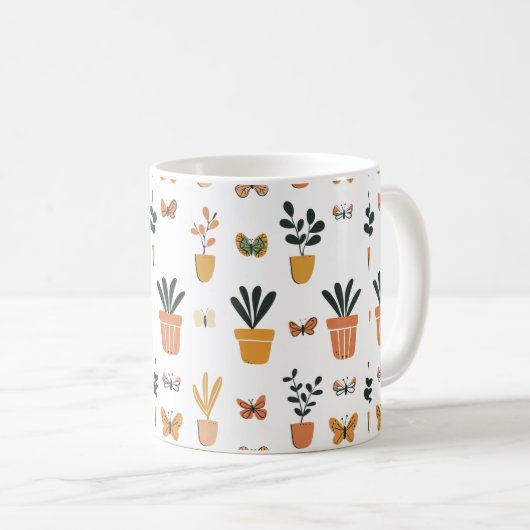 Niedliche Schmetterlinge und Topf Kaffeetasse (VorderseiteRechts)
