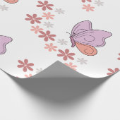 Niedliche Schmetterlingsblütenkunst Geschenkpapier (Ecke)