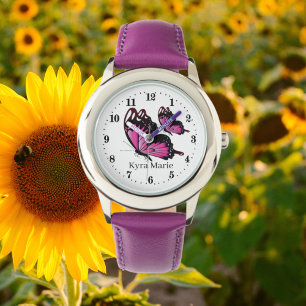 niedliche Schmetterlingsliebhaber von Mädchen  Armbanduhr