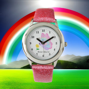 niedliche Schmetterlingsliebhaber von Mädchen tra Armbanduhr