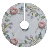 niedliche Schmetterlingsminzengrün-Rosa Stickerei Polyester Weihnachtsbaumdecke (Vorderseite)