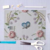 niedliche Schmetterlingsminzengrün-Rosa Stickerei Seidenpapier (Handwerk)