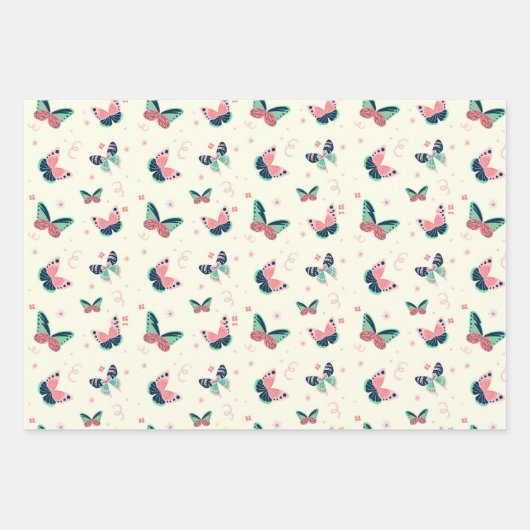 Niedliche Schmetterlingsmuster-Wrapper Geschenkpapier Set (Vorderseite 2)