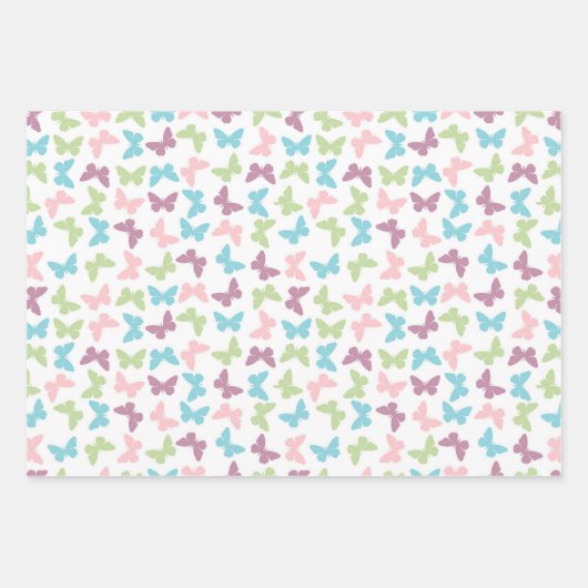 Niedliche Schmetterlingsmuster-Wrapper Geschenkpapier Set (Vorderseite)