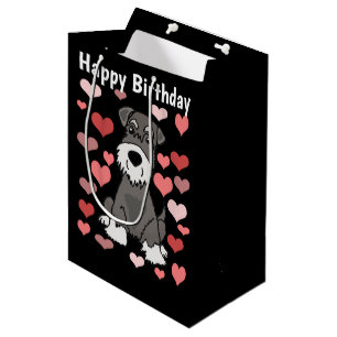 Niedliche Schnauzer-Hunde-und Herz-Muster-Kunst Mittlere Geschenktüte