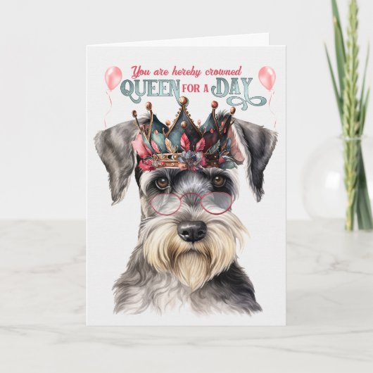 Niedliche Schnauzer-Königin zum Geburtstag Karte (Vorderseite)