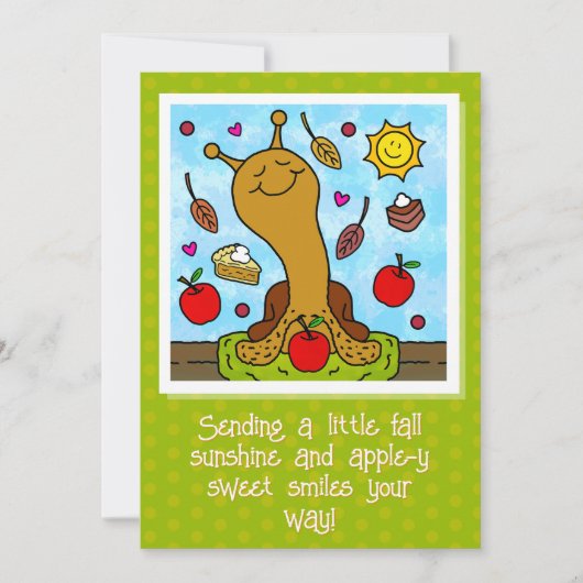 Niedliche Schnecke Apple y Sweet Smile Fall Karte (Vorderseite)