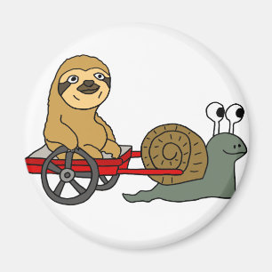 Niedliche Schnecke, die Sloth im roten Lastwagen Magnet