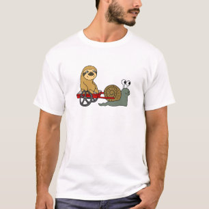 Niedliche Schnecke, die Sloth im roten Lastwagen T-Shirt