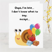 Niedliche Schnecke Funny Happy Belated Geburtstag Karte (Gelbe Blume)