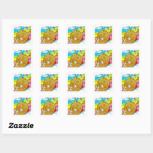 Niedliche Schnecke Groovy Summer Mail Square Quadratischer Aufkleber