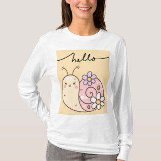 Niedliche Schnecke "Hallo" Langschläfer Frauen T - T-Shirt