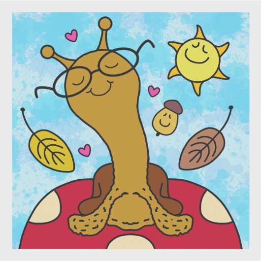 Niedliche Schnecke mit Brille auf Pilz Fall Vinyl Aufkleber (Vorderseite)