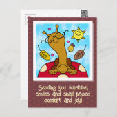 Niedliche Schnecke mit Brille auf Pilzfall Postkarte (Vorne/Hinten)