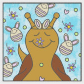 Niedliche Schnecke mit sonnigen Eiern, die Ostern  Aufkleber (Vorderseite)