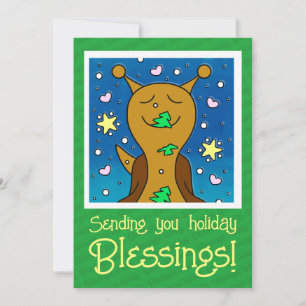 Niedliche Schnecke mit Weihnachtskeks Feiertagskarte