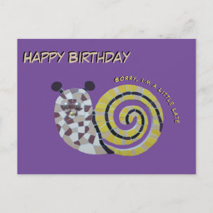 Niedliche Schnecke Mosaikkust. Geburtstag (SPÄT) P Postkarte